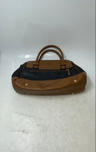 Load image into Gallery viewer, Tignanello Womens Brown Black Pockets Bottom Studs Shoulder Strap Satchel Bag
