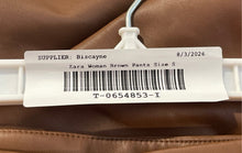 Load image into Gallery viewer, Zara Womens Brown Flat Front Slash Pockets Straight Leg Ankle Pants Size Small
