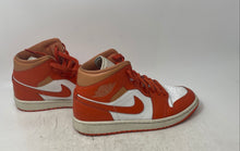 Load image into Gallery viewer, Nike Womens Air Jordan 1 Mid BQ6472-108 White And Orange Sneaker Shoes Size 8.5
