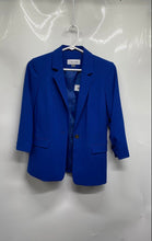 Load image into Gallery viewer, Calvin Klein Womens Blue Notch Lapel 3/4 Sleeve Pockets One-Button Blazer Sz 2P
