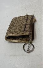 Load image into Gallery viewer, Coach Womens Brown Signature Canvas Leather Trim Mini Skinny Id Case Wallet
