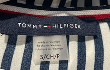 Load image into Gallery viewer, Tommy Hilfiger Womens Black White Striped Long Sleeve Ruffle Blouse Top Size S
