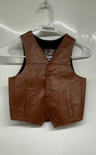 Load image into Gallery viewer, GLR Kids Brown Leather Lined Sleeveless Three-Button Biker Vest Size 8
