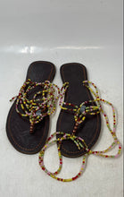 Load image into Gallery viewer, Socialites Womens Brown Colorful Beaded Flat Gladiator Sandals Size EUR 41
