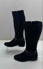Load image into Gallery viewer, Lane Bryant Womens Black Suede Almond Toe Side-Zip Riding Boots Size 8W
