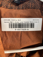 Load image into Gallery viewer, Express Mens Brown Collared Long Sleeve Button-Up Shirt Size Small
