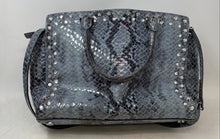 Load image into Gallery viewer, Michael Kors Womens Selma Blue Black Print Double Handle Satchel Handbag
