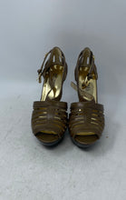 Load image into Gallery viewer, Michael Kors Womens Joslyn Brown Leather Peep Toe High Platform Heels Size 6 M
