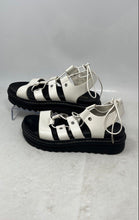 Load image into Gallery viewer, Aldo Womens Black White Faux Leather Open Round Toe Strappy Sandals Size 8

