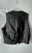 Load image into Gallery viewer, Cripple Creek Mens Black Leather V-Neck Pockets Lined Snap Front Vest Size 3XL

