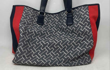Load image into Gallery viewer, Tommy Hilfiger Womens Navy Red Monogram Inner Pocket Shoulder Strap Tote Bag
