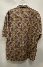 Load image into Gallery viewer, Burma Bibas Mens Brown Leaf Print Short Sleeve Collared Button-Up Shirt Size L
