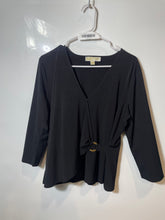 Load image into Gallery viewer, Michael Kors Womens Black Long Sleeve V-Neck Regular Fit Wrap Blouse Top Size XL
