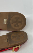 Load image into Gallery viewer, Authentic Tory Burch Womens Red Leather Studded Buckle Thong Sandals Size 7.5M
