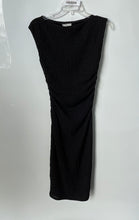 Load image into Gallery viewer, H&amp;M Womens Black Textured Sleeveless Boat Neck Ruched Short Bodycon Dress Size S
