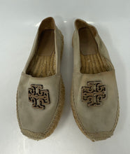 Load image into Gallery viewer, Authentic Tory Burch Womens Everly Brown Gray Espadrille Shoes 6.5M Damaged Worn
