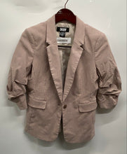 Load image into Gallery viewer, DKNY Womens Brown Striped Single Breasted Notch Lapel One-Button Blazer Size 10
