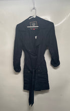 Load image into Gallery viewer, Vince Camuto Womens Blue Long Sleeve Collared Pockets Belted Trench Coat Size S
