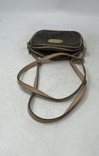 Load image into Gallery viewer, Michael Kors Womens Brown Monogram Leather Trim Zip Top Jet Set Crossbody Bag
