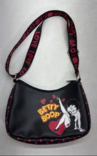 Load image into Gallery viewer, Betty Boop Womens Black Red Graphic Print Adjustable Strap Zipper Crossbody Bag
