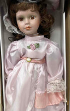 Load image into Gallery viewer, Dandee Keepsake Memories Blonde Brown Eyes Pink Dress Flowers Porcelain Doll
