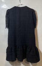 Load image into Gallery viewer, Gracia Womens Black Short Sleeve Lace Ruffle Back Zip A-Line Dress Size L
