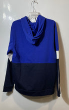 Load image into Gallery viewer, Adidas Mens Blue White Colorblock Essentials Long Sleeve Pullover Hoodie Size L
