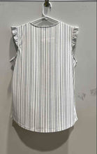 Load image into Gallery viewer, Adrianna Papell Womens White Striped Sleeveless Collarless Blouse Top Size M
