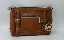Load image into Gallery viewer, Michael Kors Womens Brown Leather Outer Pockets Charm Crossbody Handbag
