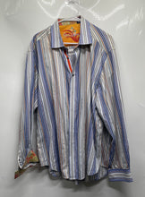 Load image into Gallery viewer, Robert Graham Mens Yellow Cotton Striped Long Sleeve Button-Up Shirt Size 2XL
