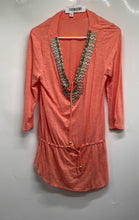 Load image into Gallery viewer, Banana Republic Womens Peach Embellished 3/4 Sleeve Tunic Blouse Top Size S
