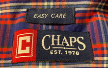 Load image into Gallery viewer, Chaps Mens Red Blue Plaid Long Sleeve Collared Easy Case Button-Up Shirt Size L
