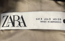 Load image into Gallery viewer, Zara Womens Brown Notch Lapel Long Sleeve Double Breasted Overcoat Size Small

