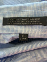 Load image into Gallery viewer, DKNY Mens Sky Blue Plaid Cotton Pointed Collar Long Sleeve Dress Shirt Size 16
