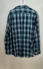 Load image into Gallery viewer, Nautica Mens Blue Teal Plaid Long Sleeve Pockets Button-Up Shirt Size Large
