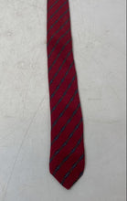 Load image into Gallery viewer, Carven Mens Red Striped Print Silk Adjustable Keeper Loop Formal Pointed Tie

