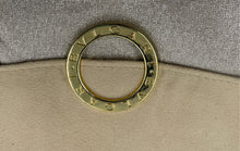 Load image into Gallery viewer, Bvlgari Parfums Womens Silver-Tone Cream Shimmer Magnetic Flap Cosmetic Bag
