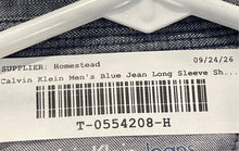 Load image into Gallery viewer, Calvin Klein Jeans Mens Blue Roll-Tab Sleeve Front Pockets Button-Up Shirt Sz L
