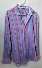 Load image into Gallery viewer, Bugatchi Uomo Mens Multicolor Striped Long Sleeve Collared Button-Up Shirt Sz L
