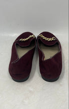 Load image into Gallery viewer, Christian Siriano Womens Burgundy Suede Chain-Trim Slip-On Loafer Flats Size 8.5
