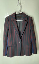 Load image into Gallery viewer, BCBGMAXAZRIA Womens Red Black Striped Long Sleeve One-Button Blazer Size Small
