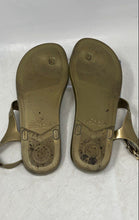 Load image into Gallery viewer, Michael Kors Womens MK Plate Gold Flat Thong Sandals Size 8M
