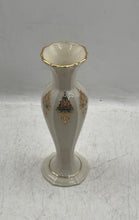 Load image into Gallery viewer, Lenox Ceramic White Gold Trim Printed Home Decor Collectible Mini Vase
