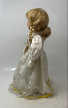 Load image into Gallery viewer, Decorative Collectible Blonde Hair Blue Eyes Porcelain Doll In White Lace Dress
