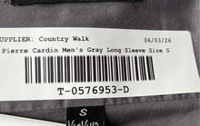 Load image into Gallery viewer, Pierre Cardin Mens Gray Long Sleeve Slim Fit Pockets Collared Dress Shirt Size S
