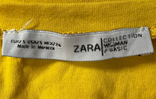 Load image into Gallery viewer, Zara Womens Yellow Round Neck Short Sleeve Pullover Boxy Cropped T-Shirt Size S
