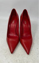 Load image into Gallery viewer, Zara Womens Red Leather Pointed Toe Slip-On High Pump Heels Size EUR 39
