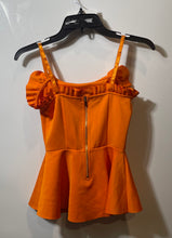 Load image into Gallery viewer, Bebe Womens Orange Sleeveless Spaghetti Strap Back-Zip Blouse Top Size XS
