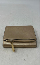Load image into Gallery viewer, Michael Kors Womens Gold Saffiano Leather Card Holder Mini Bifold Wallet
