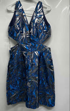 Load image into Gallery viewer, Laundry By Shelli Segal Womens Blue Silver Floral Fit &amp; Flare Dress 14 With Tag

